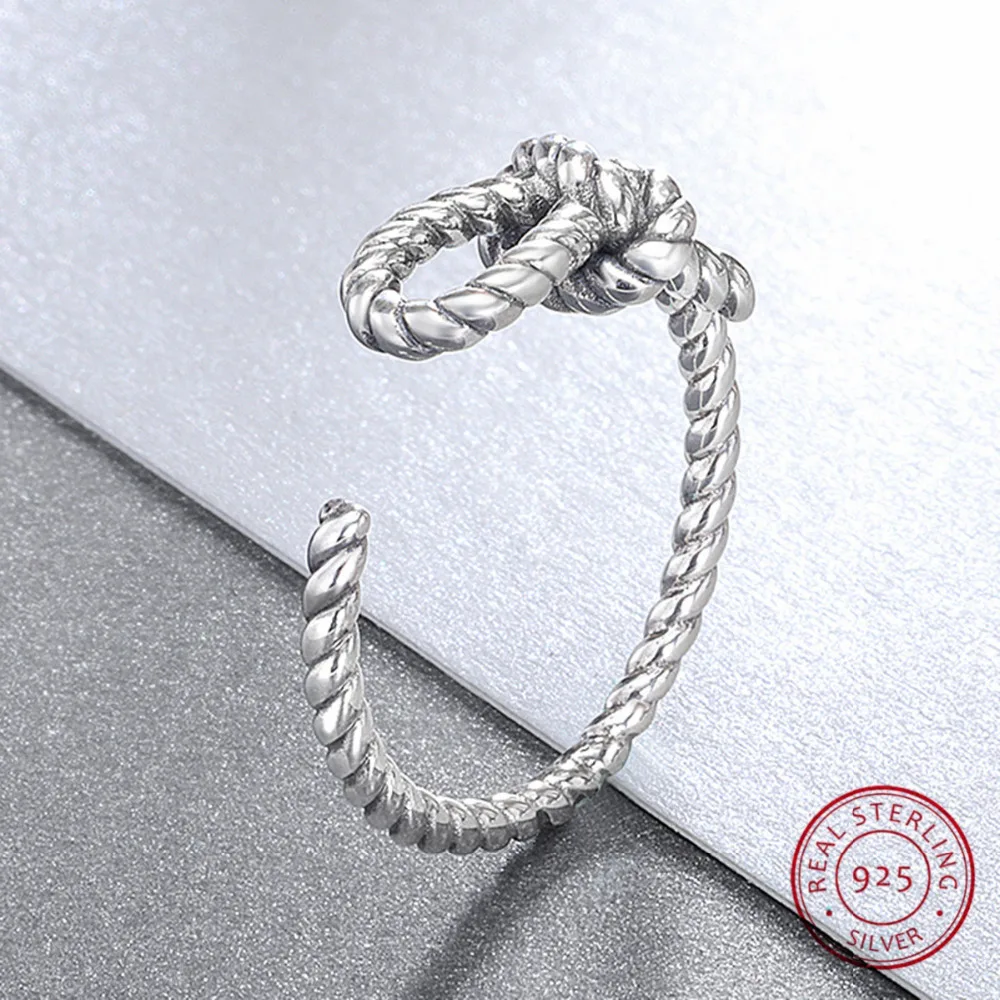 100% Genuine Sterling Silver Open Ring Unique Knot Design Finger Rings Adjustable for Women Girls Party Jewelry Gifts
100% Genuine Sterling Silver Open Ring Unique Knot Design Finger Rings Adjustable for Women Girls Party Jewelry Gifts