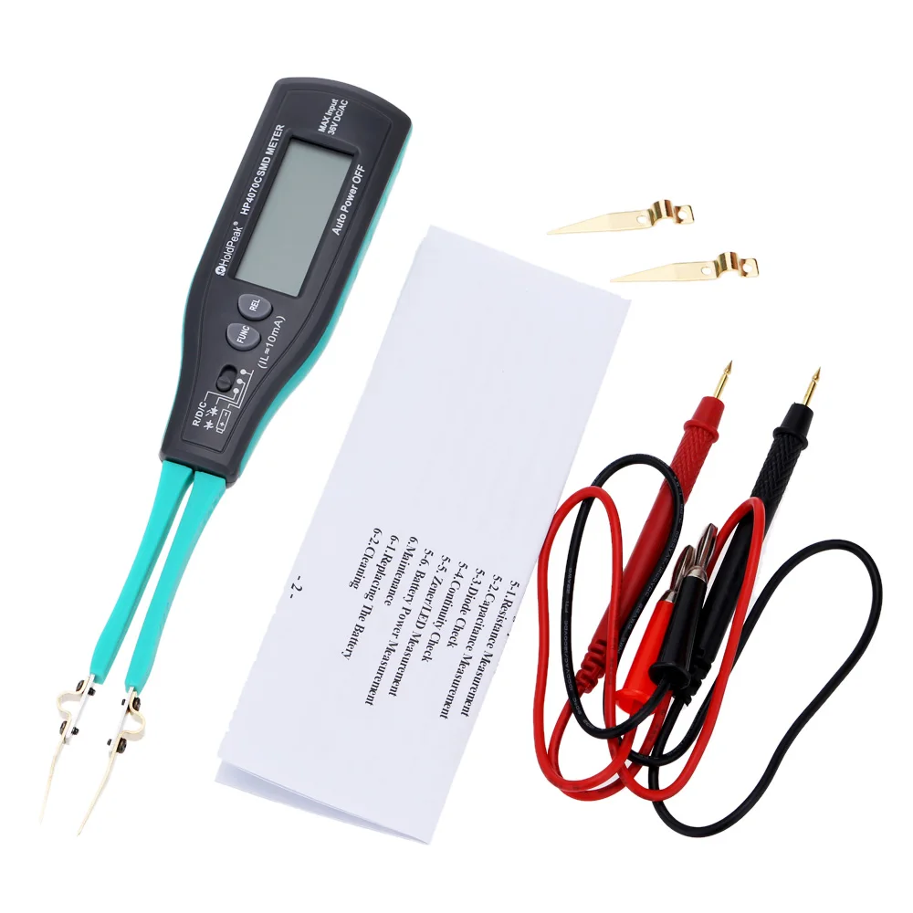 HoldPeak HP-4070C Smart Testing Clips mini SMD Tester Continuity Meter Tweezers Intelligent Testing Clips with Relative Value
HoldPeak HP-4070C Smart Testing Clips mini SMD Tester Continuity Meter Tweezers Intelligent Testing Clips with Relative Value