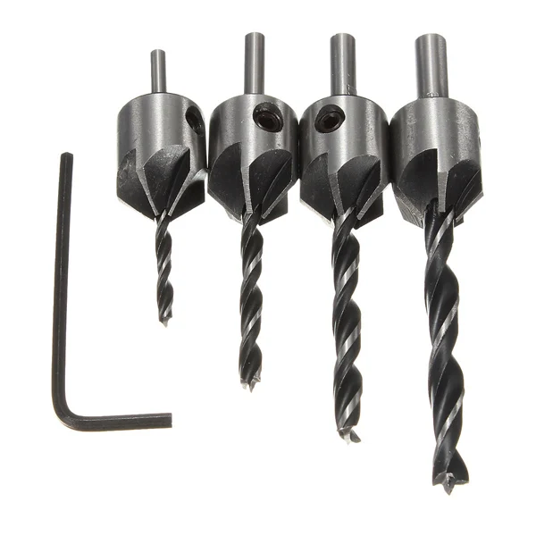 4Pcs 3/4/5/6mm High Speed Steel Chamfer Reamer Woodworking Power Tools HSS 5 Flute Countersink Drill Bit Set
4Pcs 3/4/5/6mm High Speed Steel Chamfer Reamer Woodworking Power Tools HSS 5 Flute Countersink Drill Bit Set