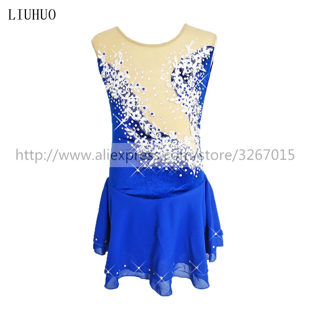 Figure Skating Dress Child Women's Girls' Ice Skating Dress Kids Competition Blue sleeveless Round neck white flowers
Figure Skating Dress Child Women's Girls' Ice Skating Dress Kids Competition Blue sleeveless Round neck white flowers