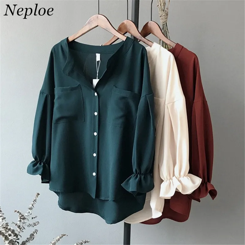 Neploe 2019 New Solid Women Chiffon Shirt Summer V-neck Petal Sleeve Blouse Female Loose Simple Nine Quarter Blusas 67574
Neploe 2019 New Solid Women Chiffon Shirt Summer V-neck Petal Sleeve Blouse Female Loose Simple Nine Quarter Blusas 67574