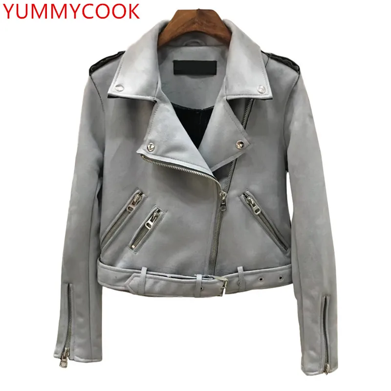 YUMMYCOOK Long sleeve Short paragraph Solid color lapel Leather Jacket 2019 Spring Fashion Bright Colors Ladies Suede coat AB19
YUMMYCOOK Long sleeve Short paragraph Solid color lapel Leather Jacket 2019 Spring Fashion Bright Colors Ladies Suede coat AB19