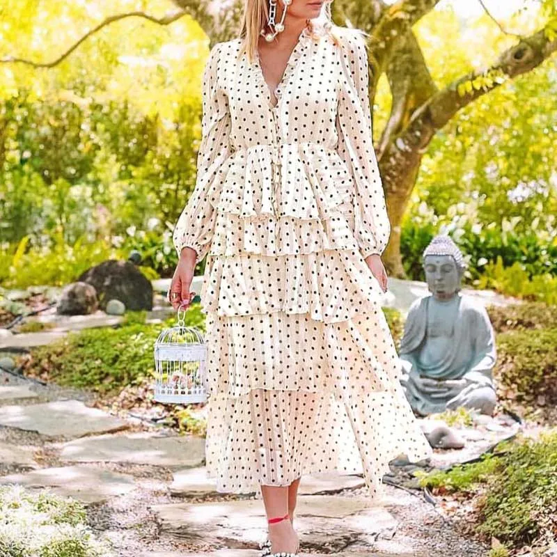 Elegant polka dots chiffon dress women Long sleeve ruffled long cake dresses female Vintage ladies party dress vestidos
Elegant polka dots chiffon dress women Long sleeve ruffled long cake dresses female Vintage ladies party dress vestidos