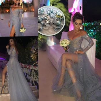 Silver Elegant Prom Dresses Slit A-line V-neck Tulle Lace Pearls Sexy Party Maxys Long Prom Gown Evening Dresses Robe De Soiree
Silver Elegant Prom Dresses Slit A-line V-neck Tulle Lace Pearls Sexy Party Maxys Long Prom Gown Evening Dresses Robe De Soiree