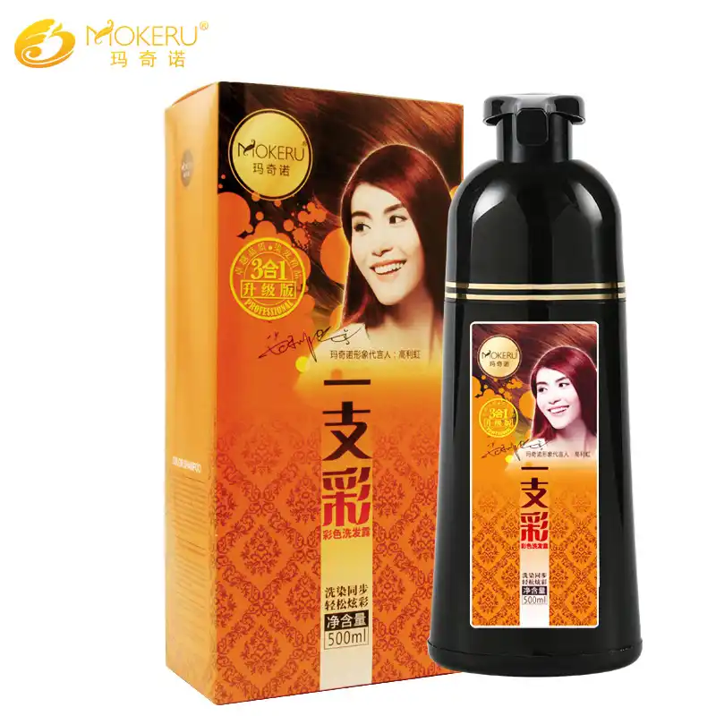 Mokeru 1pc 500ml Natural Fast Hair Color Shampoo Dark Brown