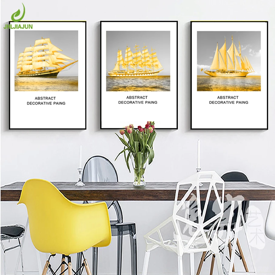 JHLJIAJUN Nordic Sea Gold Sailboat Oil Painting Home Modern Wall Pictures Ship Canvas Decor Painting Landscape Art Posters
JHLJIAJUN Nordic Sea Gold Sailboat Oil Painting Home Modern Wall Pictures Ship Canvas Decor Painting Landscape Art Posters