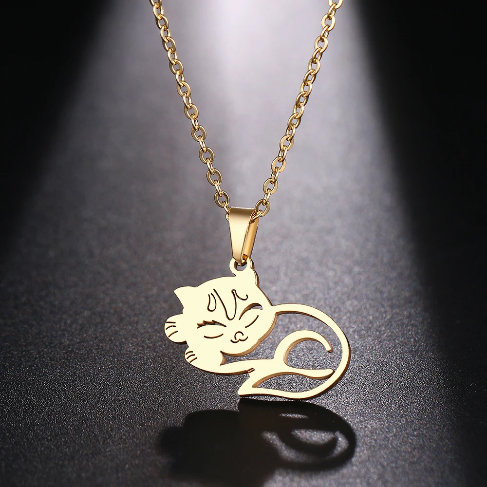 DOTIFI Stainless Steel Necklace For Women Sleeping Cat Gold And Silver Color Pendant Necklace Engagement Jewelry
DOTIFI Stainless Steel Necklace For Women Sleeping Cat Gold And Silver Color Pendant Necklace Engagement Jewelry