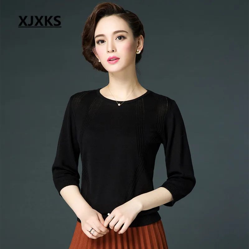 XJXKS Knitting thin sweater women's top 2019 spring and summer new high quality comfortable pullover women's clothing
XJXKS Knitting thin sweater women's top 2019 spring and summer new high quality comfortable pullover women's clothing