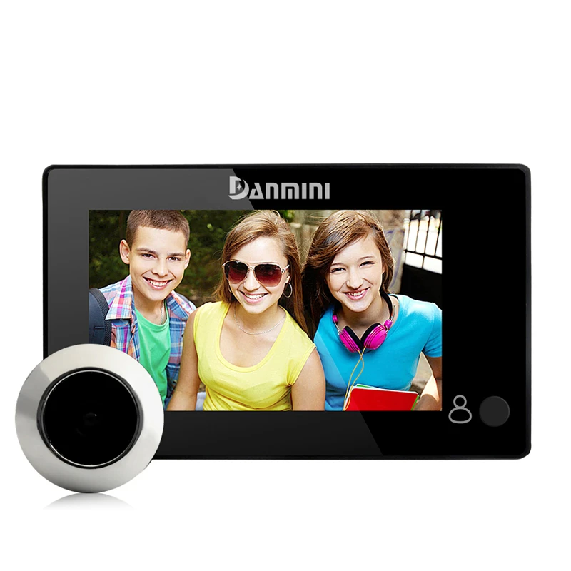 DANMINI 4.3 inch Digital Peephole Viewer Door Eye Doorbell Wired Home Video Doorbell 145Degrees Security Camera Built-in battery
DANMINI 4.3 inch Digital Peephole Viewer Door Eye Doorbell Wired Home Video Doorbell 145Degrees Security Camera Built-in battery