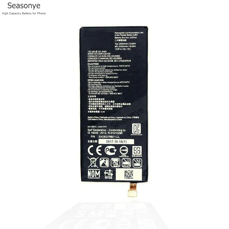 Seasonye 2430mAh / 9.4Wh BL-T23 / BLT23 / BL T23 Phone Replacement Battery For LG X Cam X-Cam X Cam K580 K580Y F690 K580DS
Seasonye 2430mAh / 9.4Wh BL-T23 / BLT23 / BL T23 Phone Replacement Battery For LG X Cam X-Cam X Cam K580 K580Y F690 K580DS