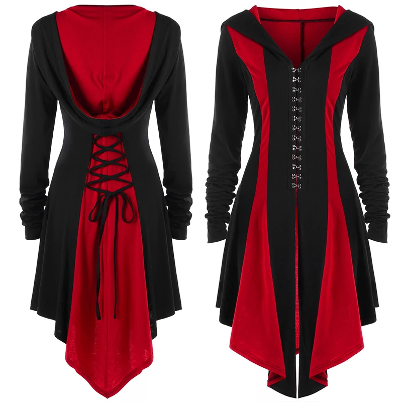 Women Steampunk Victorian Gothic Hooded Lace Up Medieval Halloween Dress Costume
Women Steampunk Victorian Gothic Hooded Lace Up Medieval Halloween Dress Costume