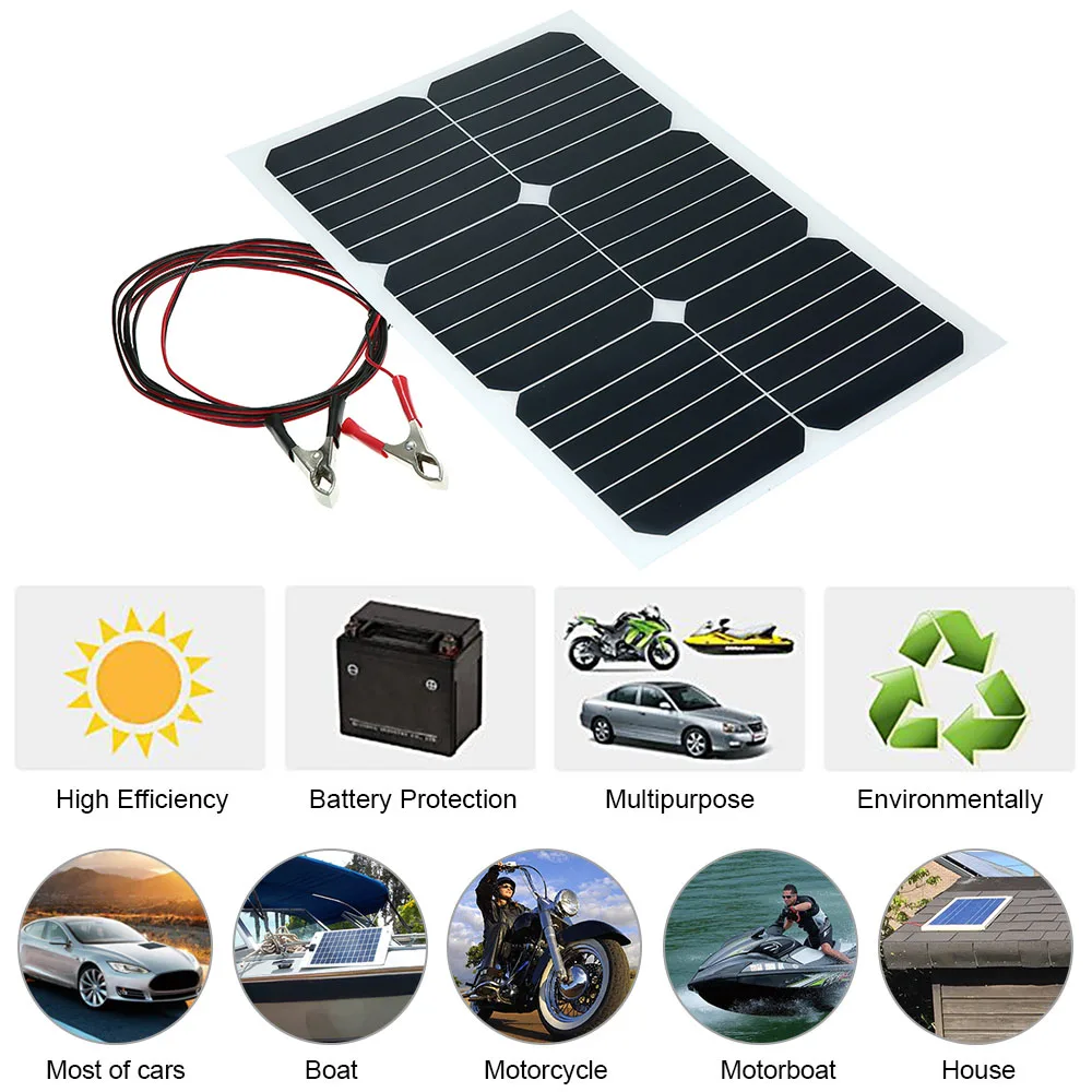 20 Вт 12 в моно полу-гибкий Solarpanel с чипом Sunpower для зарядного устройства батареи