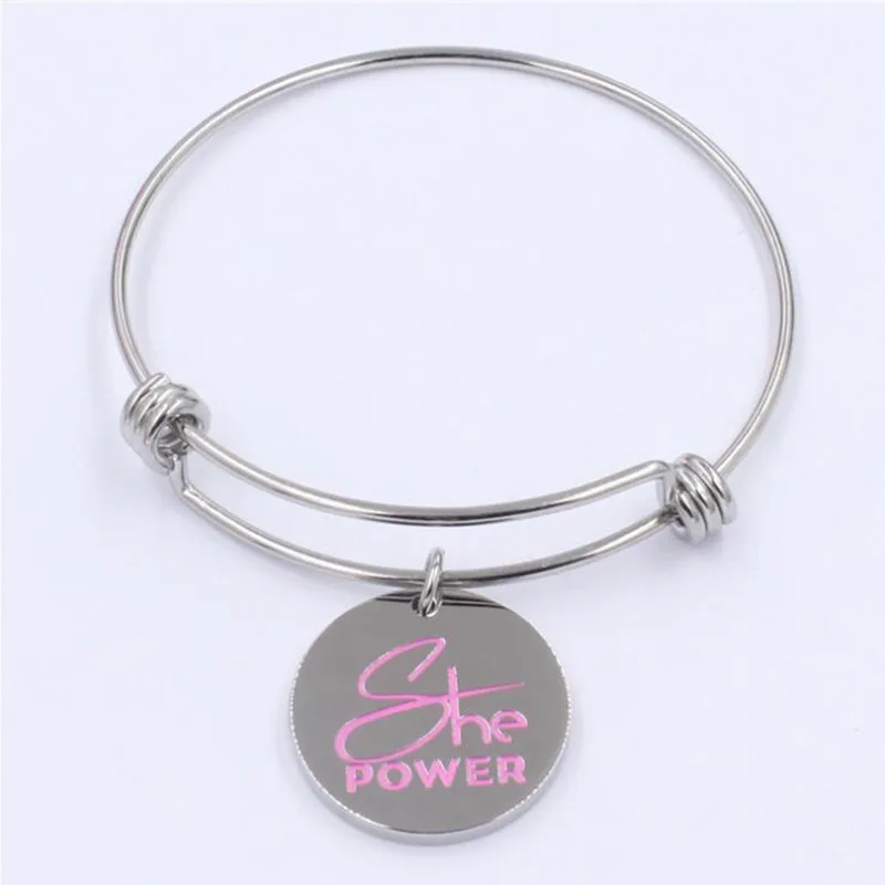 PBR149(1), "She Power" Carved Charms Breast Cancer Warrior/Prevention/Awareness Survivor Pink Ribbon Adjustable Bangle
PBR149(1), "She Power" Carved Charms Breast Cancer Warrior/Prevention/Awareness Survivor Pink Ribbon Adjustable Bangle