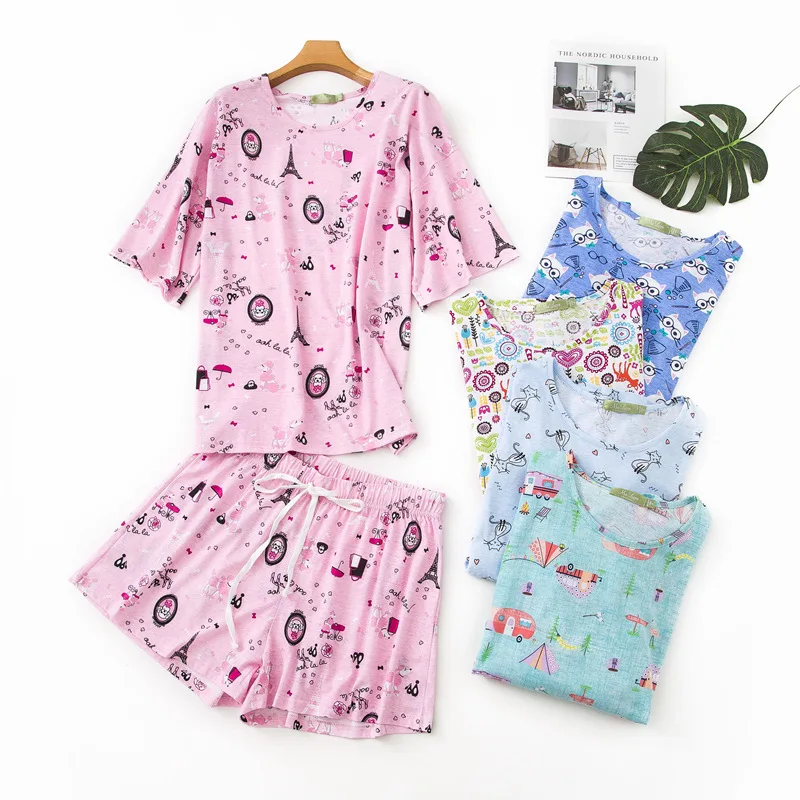 Shuchan Cotton Pijamas Women Loose Print Round Neck Tops With Short Sleeve+shorts Summer 2019 New Suit Women Sleepwear Everyday
Shuchan Cotton Pijamas Women Loose Print Round Neck Tops With Short Sleeve+shorts Summer 2019 New Suit Women Sleepwear Everyday