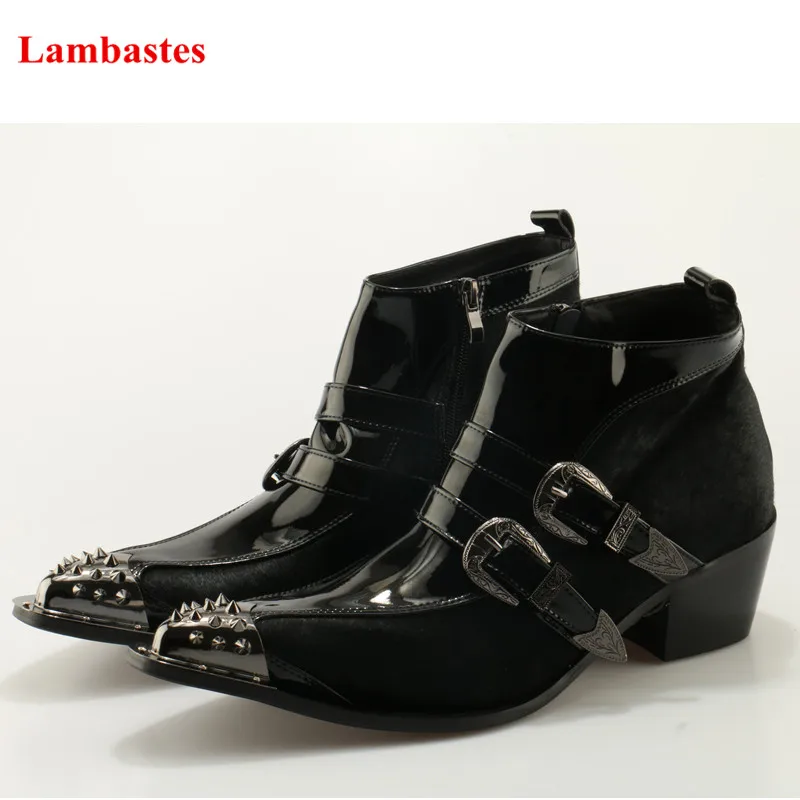 Rivet Iron Head Pointed Toe Men Zipper Leather Ankle High Boots Business Party Dress Wedding Boots Casual Breathable Stivali
Rivet Iron Head Pointed Toe Men Zipper Leather Ankle High Boots Business Party Dress Wedding Boots Casual Breathable Stivali