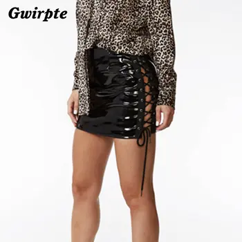 Gwirpte 2017 Spring Sexy PU leather Skirt Women Cross Lace Up Split Pencil Skirts Mini Black jupe femme saias das mulheres 
Gwirpte 2017 Spring Sexy PU leather Skirt Women Cross Lace Up Split Pencil Skirts Mini Black jupe femme saias das mulheres