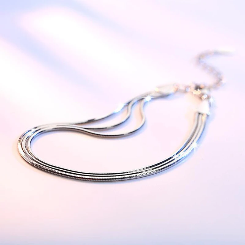 Two Colors 925 Sterling Silver Three Rows Snake Chain Bracelet For Women Girl Newest Fashion Jewelry Gift Drop Shipping
Two Colors 925 Sterling Silver Three Rows Snake Chain Bracelet For Women Girl Newest Fashion Jewelry Gift Drop Shipping
