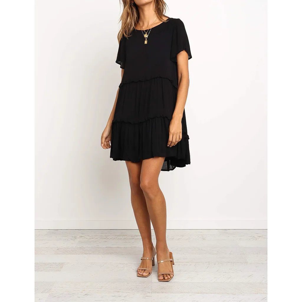 Ruched dress Womens Round Neck Short-sleeved roupas femininas Solid Color Loose vestidos verano 2019 mujer Slim Dress DouDouLu
Ruched dress Womens Round Neck Short-sleeved roupas femininas Solid Color Loose vestidos verano 2019 mujer Slim Dress DouDouLu