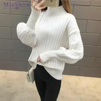 Misshow 2019 Autumn Winter Solid Sweaters Knitted Lantern Sleeve Women Tops Thick Warm Pullovers Knitted Casual Sweater
Misshow 2019 Autumn Winter Solid Sweaters Knitted Lantern Sleeve Women Tops Thick Warm Pullovers Knitted Casual Sweater