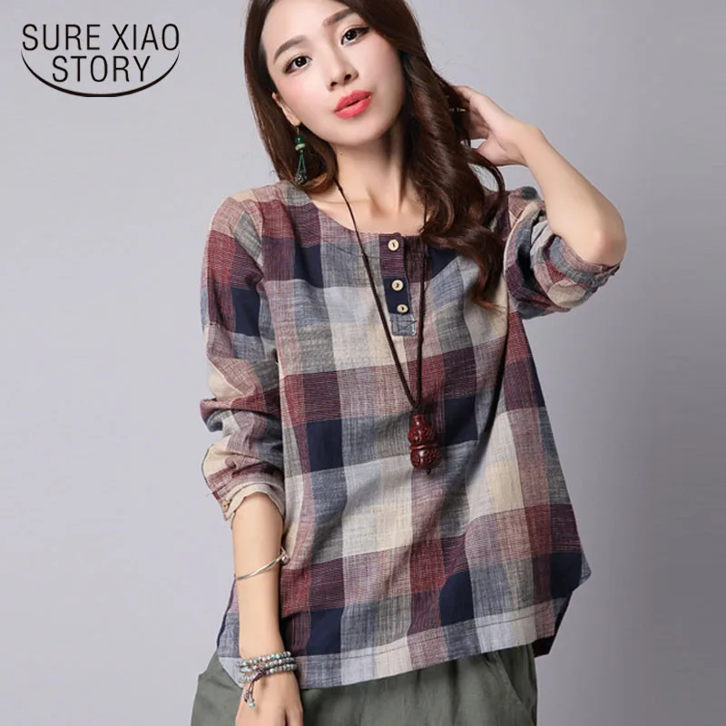 2019 New fashion Spring Roune Collar casual Loose Long-sleeved Shirt elegant plaid Women blouse top 154D 20
2019 New fashion Spring Roune Collar casual Loose Long-sleeved Shirt elegant plaid Women blouse top 154D 20