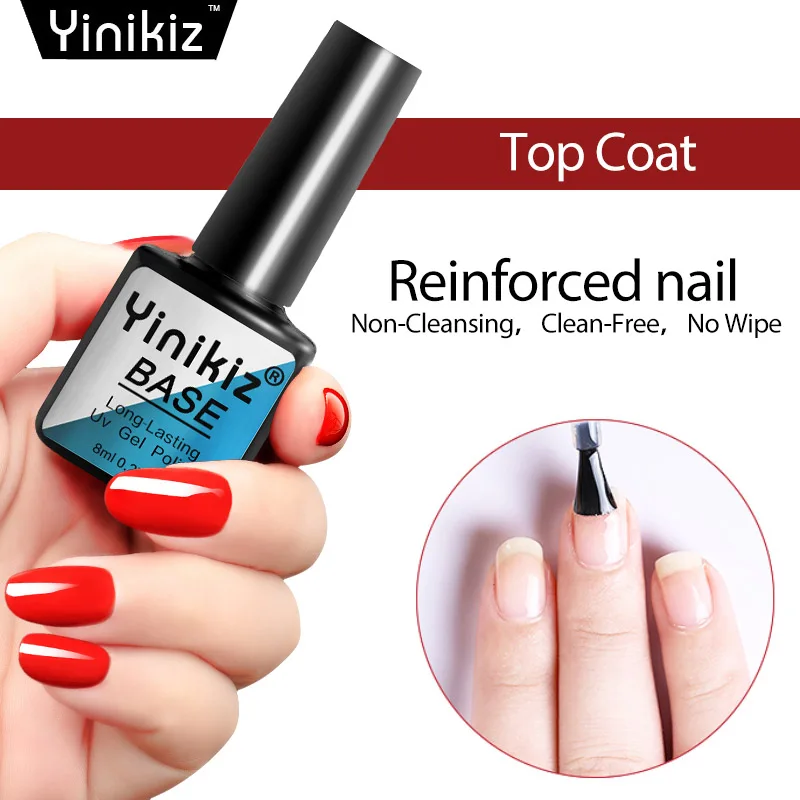 Yinikiz Top Base Coat Nail Lacquer Transparent Soak Off UV LED Gel Nail Polish No Wipe Gel Varnish For Nail Art
Yinikiz Top Base Coat Nail Lacquer Transparent Soak Off UV LED Gel Nail Polish No Wipe Gel Varnish For Nail Art
