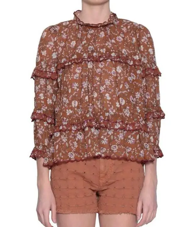 Floral Print Cotton blouse Ruffled Neck LOng sleeves Embroidered detail Fashion top NEW
Floral Print Cotton blouse Ruffled Neck LOng sleeves Embroidered detail Fashion top NEW
