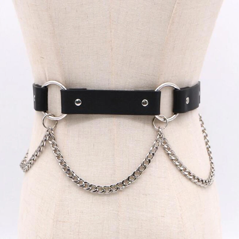 2018 New Street Women Punk Tassel Metal Chain Black Leather Symphony Waist Belt Casual Travel Men Rivet Chest Belt Accessories
2018 New Street Women Punk Tassel Metal Chain Black Leather Symphony Waist Belt Casual Travel Men Rivet Chest Belt Accessories