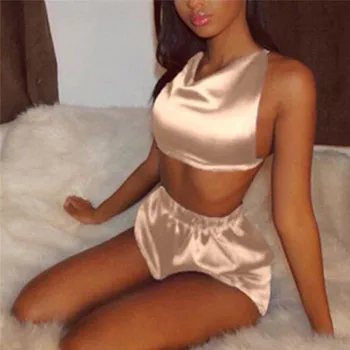 Halter Sleeveless Cami Tops and Shorts Summer Pajama Set 2018 Deep V Neck Sexy Sleepwear Set Summer Women Pajamas
Halter Sleeveless Cami Tops and Shorts Summer Pajama Set 2018 Deep V Neck Sexy Sleepwear Set Summer Women Pajamas