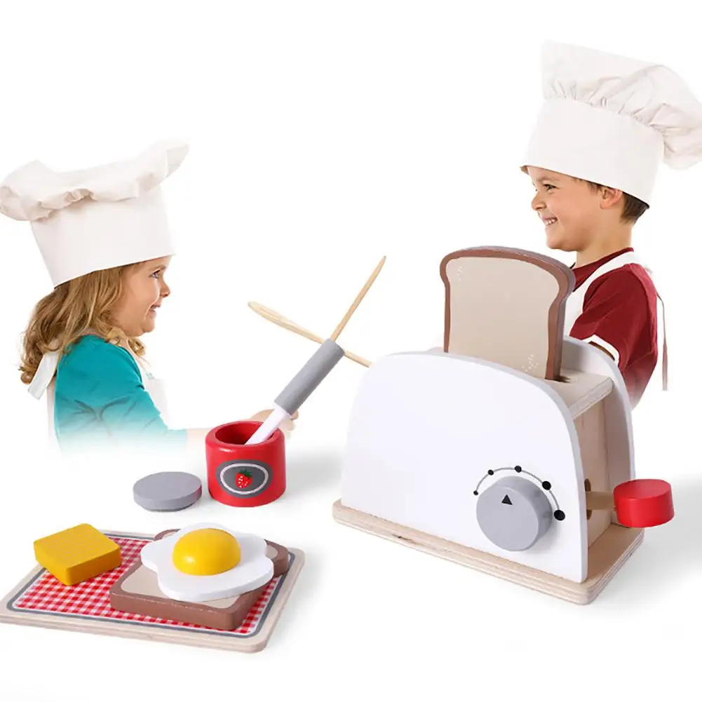Мини-хлебопечка игрушечный тостер для кухни имитация дерева хлебопечка Детская