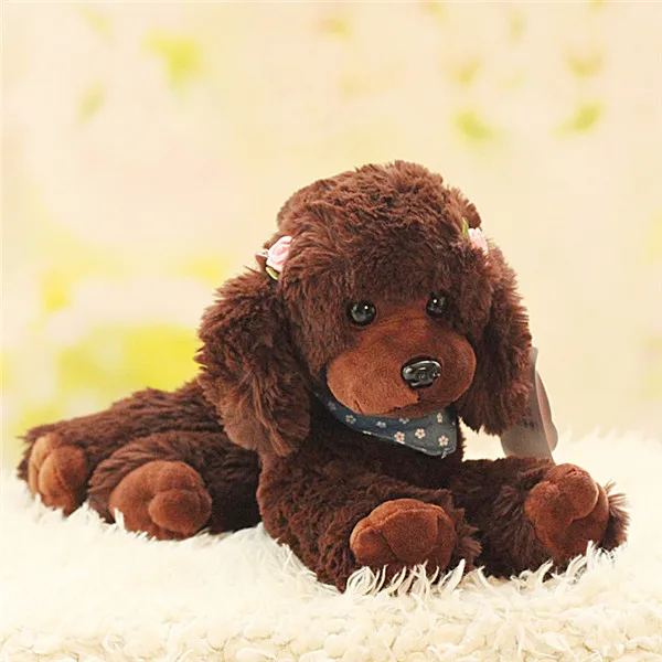 Cute Dog plush toys Poodle Bichon Frise puppy stuffed warm animal toys - Dark Brown 4