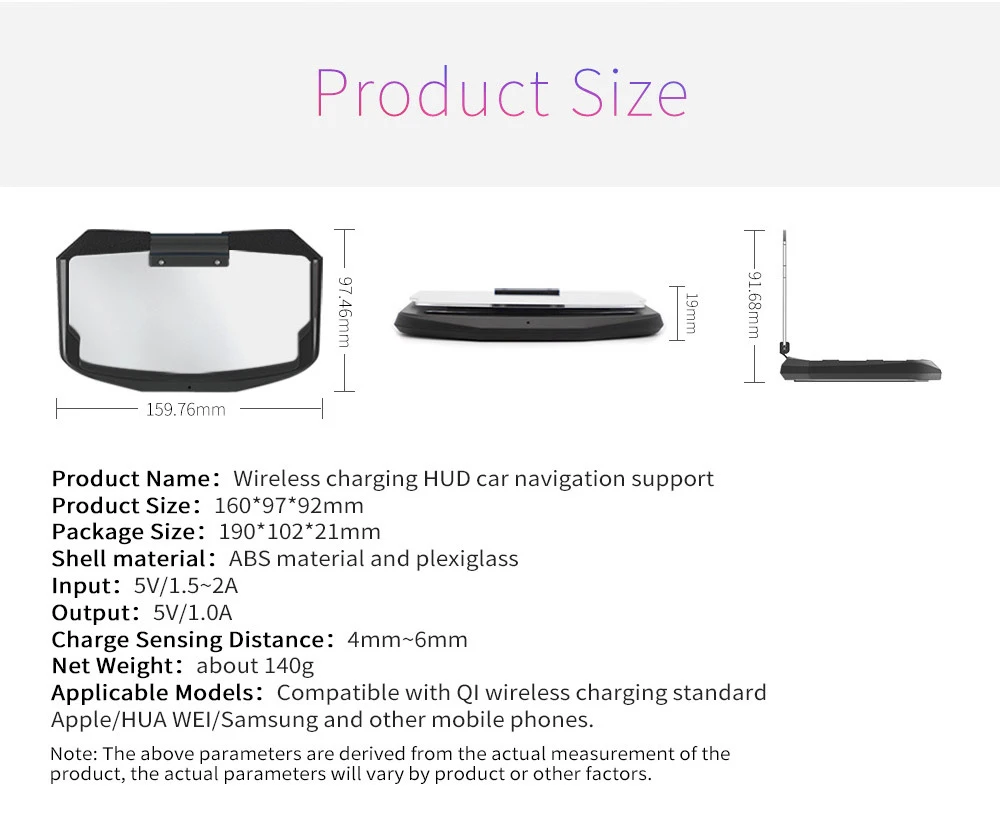 Car HUD 10W Wireless Charger For iPhone X 8 Plus Head Up Display Navigation Stand Holder Qi Wireless Charging For Samsung S8 S9 (13)