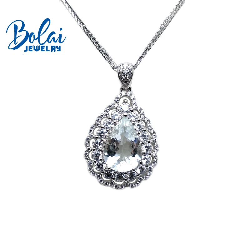 Bolaijewelry,Natural aquamarine gemstone pear 8*12mm cut 925 silver light color pendant for women anniversary party best gift
Bolaijewelry,Natural aquamarine gemstone pear 8*12mm cut 925 silver light color pendant for women anniversary party best gift
