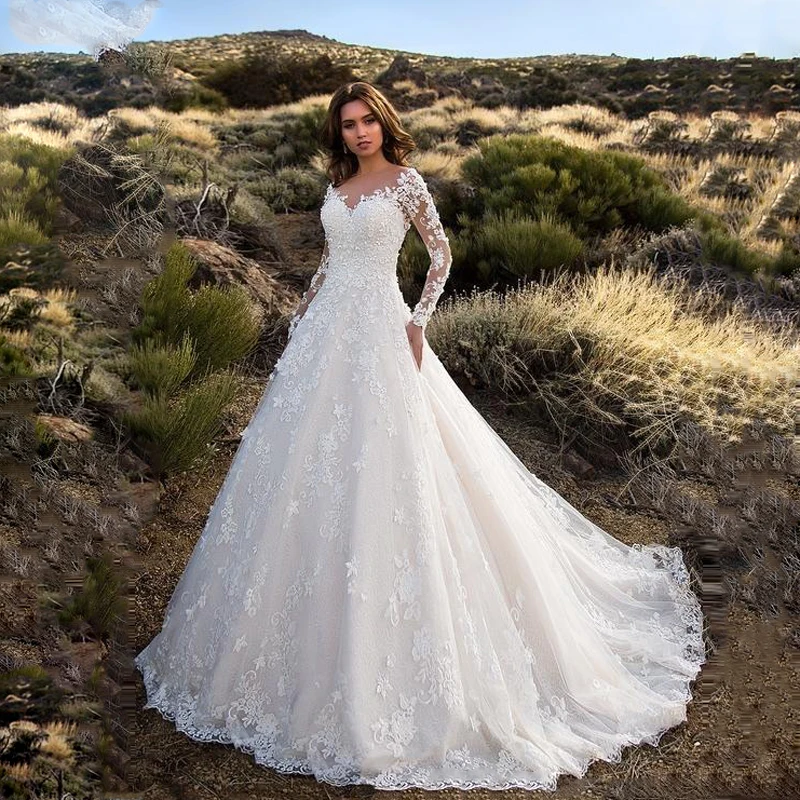 Casamento 2019 Vintage Lace Bridal Gowns With Full Sleeves A-line Modest Wedding Gowns Back V- Style Vestido De Noiva
Casamento 2019 Vintage Lace Bridal Gowns With Full Sleeves A-line Modest Wedding Gowns Back V- Style Vestido De Noiva