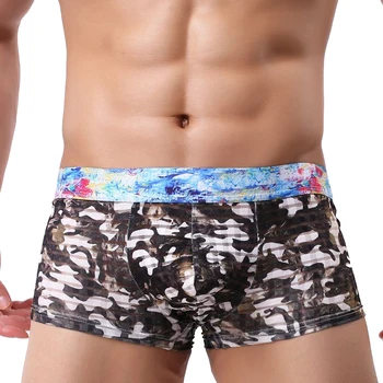 

Underwear Boxer Cueca Male Panties Mens Sexy Shorts Men's Camouflage Soft U Convex Underpants Knickers Shorts Men Trunks