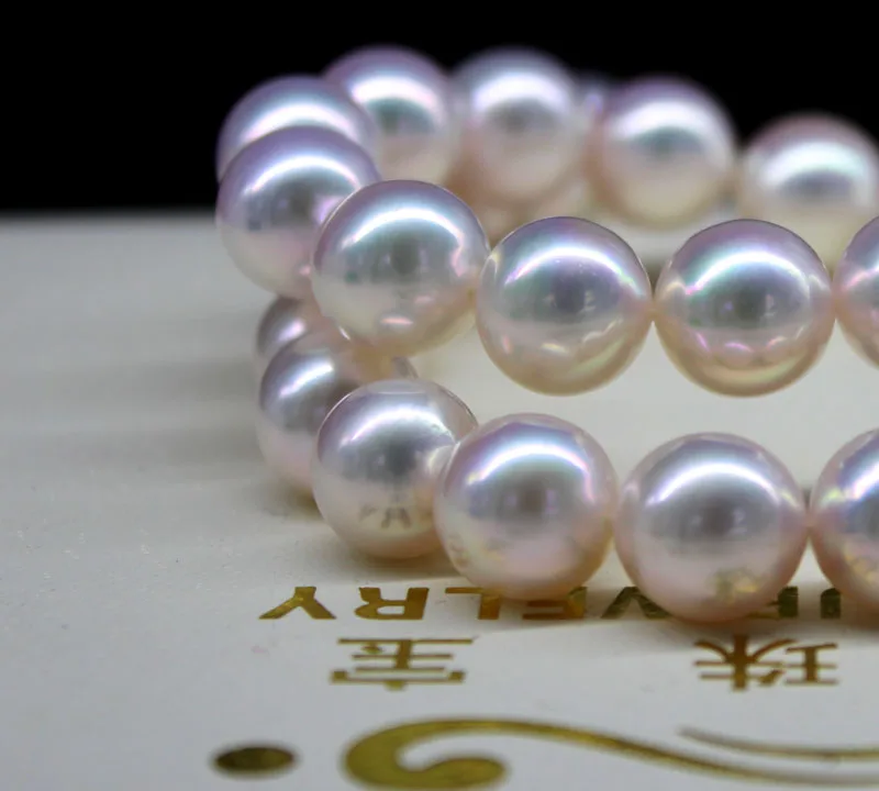 100% Akoya натуральная морская жемчужина ожерелье 9 5 круглый.