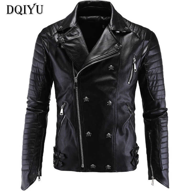 DQIYU New Brand Motorcycle Leather Jacket Men Skull Decoration Zippers Punk Coats Fashion Faux Leather Jacket Male Top quality
DQIYU New Brand Motorcycle Leather Jacket Men Skull Decoration Zippers Punk Coats Fashion Faux Leather Jacket Male Top quality