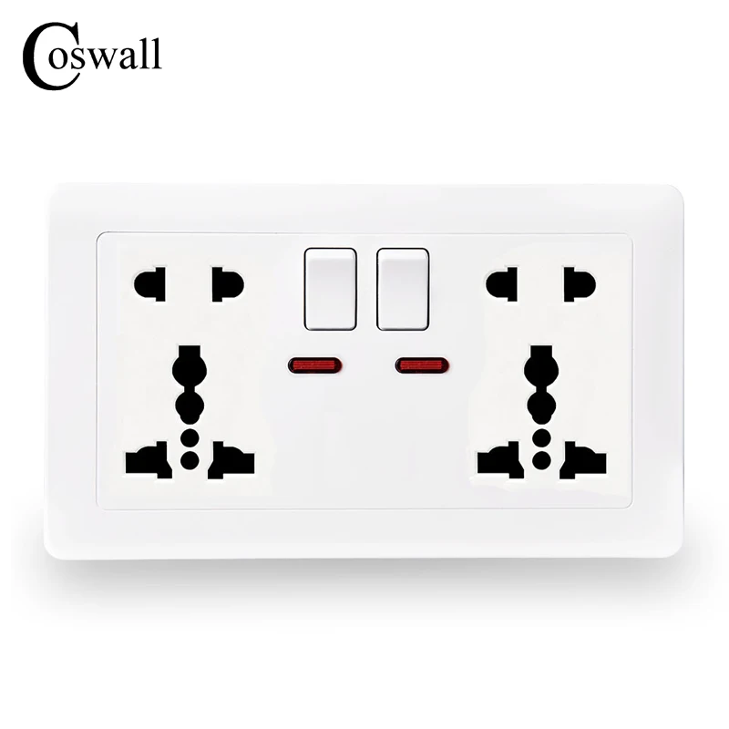 Coswall Wall Power Socket 13A 2 Gang Universal 5 Hole Switched Outlet With Red Neon Indicator White Color
Coswall Wall Power Socket 13A 2 Gang Universal 5 Hole Switched Outlet With Red Neon Indicator White Color