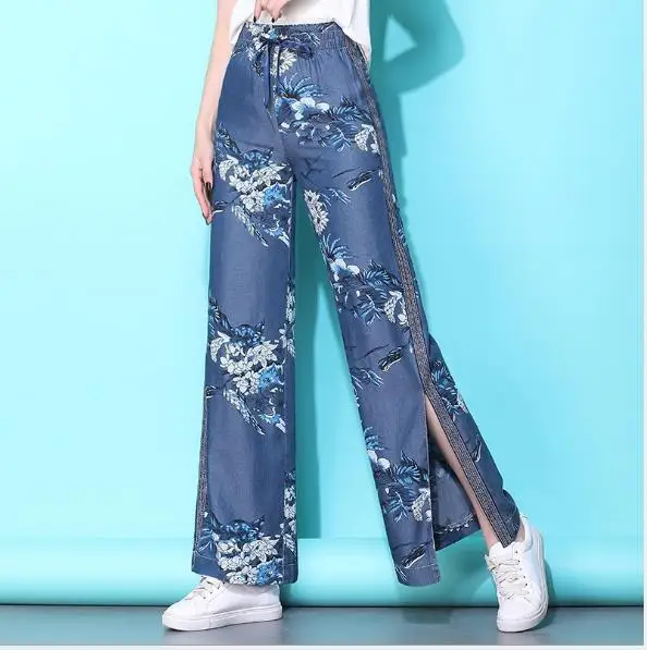 Split printing lady wide leg pants women Summer beach high waist trousers Chic streetwear sash casual pants capris female xl-4xl
Split printing lady wide leg pants women Summer beach high waist trousers Chic streetwear sash casual pants capris female xl-4xl