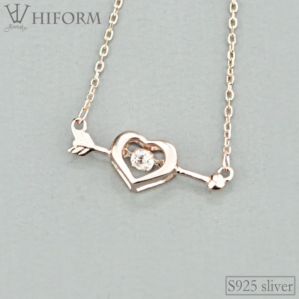 Silver 925 Heart Arrow Valentine's Day Pendant Necklace For Women Love Gift Rose Gold Dancing Crystal Chain Jewelry 2019
Silver 925 Heart Arrow Valentine's Day Pendant Necklace For Women Love Gift Rose Gold Dancing Crystal Chain Jewelry 2019