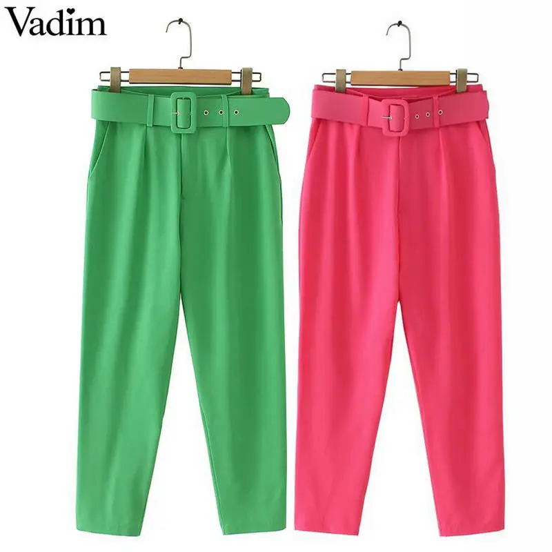 Vadim women basic fluorescence pants with belt pockets design office lady casual chic trousers stylish color pantalones KA152
Vadim women basic fluorescence pants with belt pockets design office lady casual chic trousers stylish color pantalones KA152