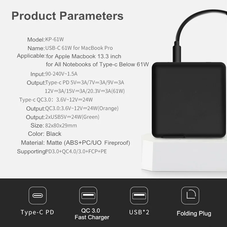61W USB Fast Charger Power Adapter 3