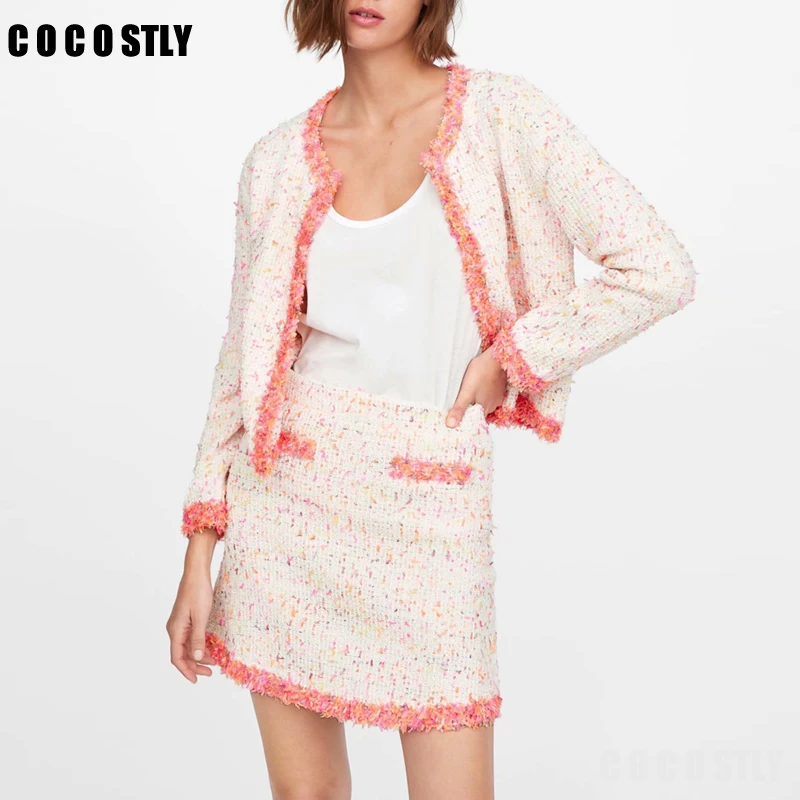 women elegant tweed jacket pockets decorate finger tassels female casual coats short style outerwear retro chic tops
women elegant tweed jacket pockets decorate finger tassels female casual coats short style outerwear retro chic tops