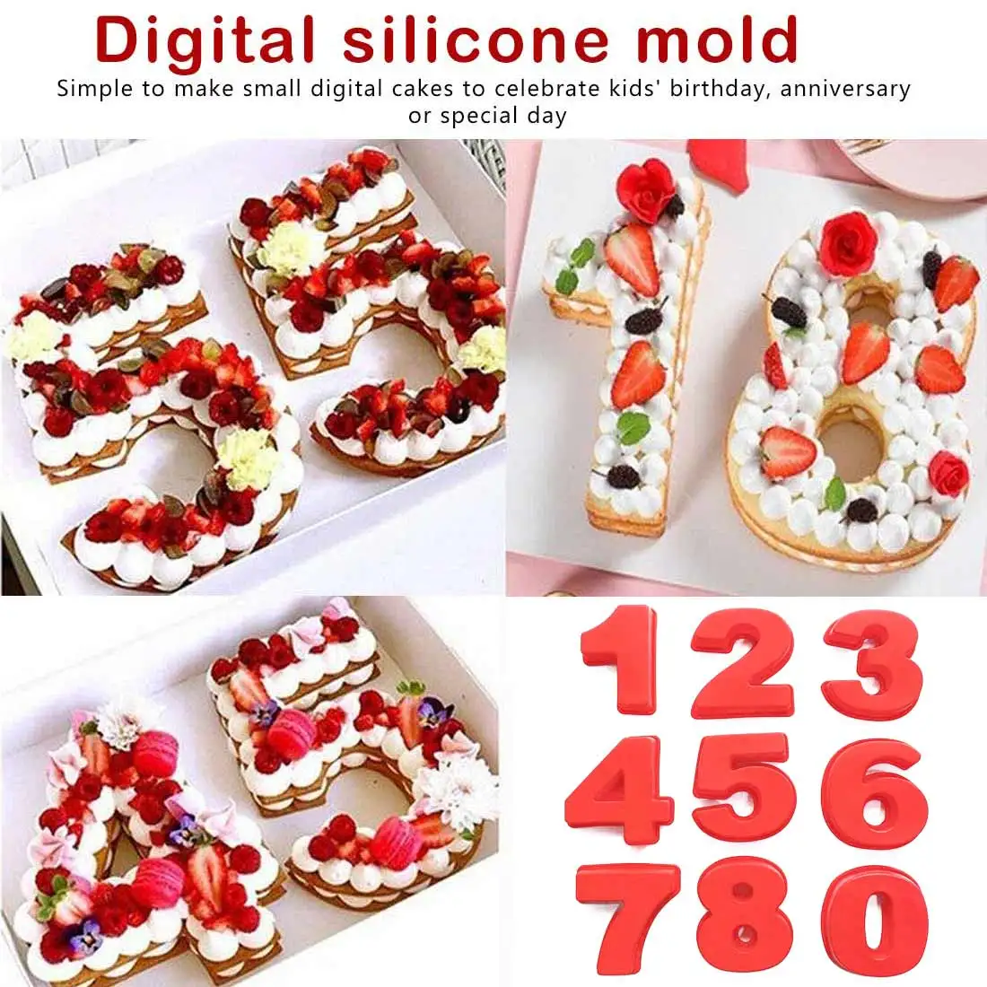 0-8 Numbers Shape Dessert Decoration Tool Wedding Birthday Anniversary Handmade Dessert Silicone Digital Mold Cake
0-8 Numbers Shape Dessert Decoration Tool Wedding Birthday Anniversary Handmade Dessert Silicone Digital Mold Cake
