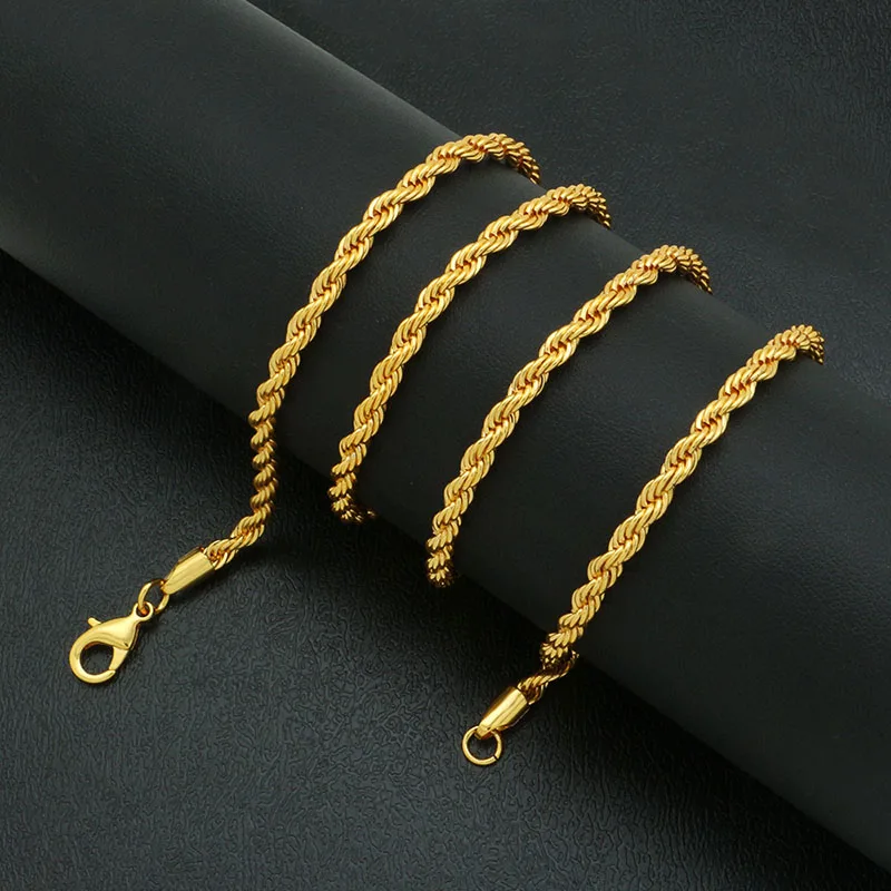 24" 30" Gold Color Twist Rope Chain Necklace Copper Material Link Chain Men Hip Hop Rapper jewelry
24" 30" Gold Color Twist Rope Chain Necklace Copper Material Link Chain Men Hip Hop Rapper jewelry