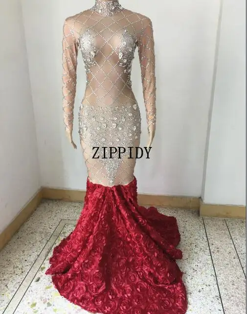 Silver Crystals Big Train Dress Red Flower Long Dress Evening Costume Prom Celebrate Heavy Dresses Party Wear Dress
Silver Crystals Big Train Dress Red Flower Long Dress Evening Costume Prom Celebrate Heavy Dresses Party Wear Dress