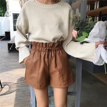 Fashion Korean Style Leather Shorts Spring High Waist Loose Wide Leg Shorts Women Elastic Waist Shorts
Fashion Korean Style Leather Shorts Spring High Waist Loose Wide Leg Shorts Women Elastic Waist Shorts