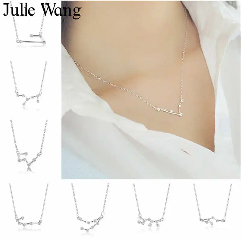 Julie Wang Zircon Silver 12 Constellation Zodiac Necklaces For Women Girl Choker Horoscope Necklaces Long Chain Fashion Jewelry
Julie Wang Zircon Silver 12 Constellation Zodiac Necklaces For Women Girl Choker Horoscope Necklaces Long Chain Fashion Jewelry