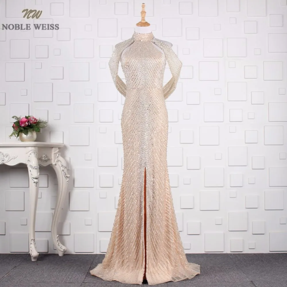 NOBLE WEISS Sexy Evening Dresses Bare Back High Neck Beading Customize Mermaid Long Prom Party Dress With Sweep Train
NOBLE WEISS Sexy Evening Dresses Bare Back High Neck Beading Customize Mermaid Long Prom Party Dress With Sweep Train