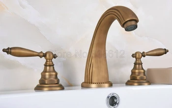 Antique Brass Bathroom Basin 3 Hole Faucet Widespread Deck Mounted Sink Mixer Taps Dual HandleWan069
Antique Brass Bathroom Basin 3 Hole Faucet Widespread Deck Mounted Sink Mixer Taps Dual HandleWan069