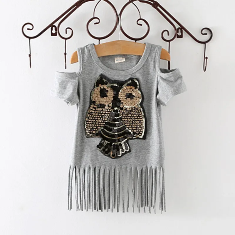 Summer Baby Girls T-shirts Baby Girl Cartoon Tassel Short Sleeve Tee Shirt Cute Sequins Owl Pattern Tops T-shirt Blouse for Kids
Summer Baby Girls T-shirts Baby Girl Cartoon Tassel Short Sleeve Tee Shirt Cute Sequins Owl Pattern Tops T-shirt Blouse for Kids